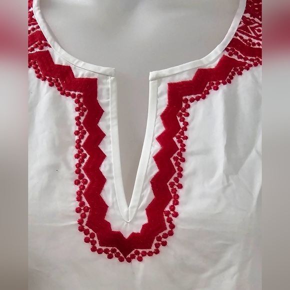 Talbots red and white embroidered top siz3 XL - Picture 3 of 7